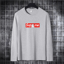 One-piece tops pajamas mens spring and autumn cotton can be worn with a round neck loose thin long sleeves casual homewear tide