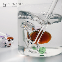 ICHENDORF small fish straw glass straw spit bubble Creative straw ins Wind transparent glass straw