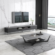 Nordic rock plate coffee table Modern simple TV cabinet coffee table combination after the light luxury living room household minimalist square coffee table