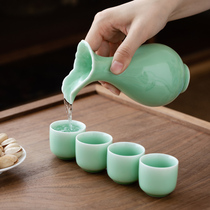 Small wine cup celadon wine gift box set Chinese wine divider Hotel small white glass solid color wine glass
