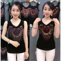 2021 summer Net Red new vest sling female diamond lace lace sleeveless rose shirt top tide