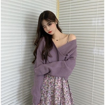 2021 Spring and Autumn Size Loose Cross Sweater Floral Skirt Two Piece Set Fat MM Campanula Style Dress