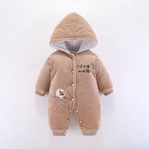 Men and women baby autumn and winter clothes newborn thick jumpsuit ha clothes 0-3 months baby winter out to hug clothes 6