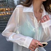 Mermaid Ji sunscreen shirt women 2021 new spring and summer loose foreign style long sleeve shirt air conditioning shirt coat thin