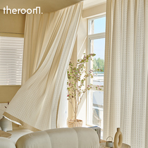 Cotton linen cream white gauze curtain living room balcony bedroom transparent transparent 2021 New Nordic simple curtain