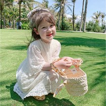 Childrens clothing 2021 new girls summer lace dress childrens net red small fragrance foreign style baby princess skirt
