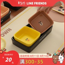 LINE FRIENDS ceramic tableware square plate Snack plate Hot pot dipping ingredients small plate Soy sauce small plate