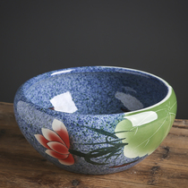 Jingdezhen ceramic goldfish tank desktop fish farming balcony fish tank turtle tank water lily lotus bowl lotus pot home living room