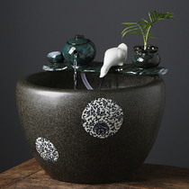 Jingdezhen ceramic water aquarium ornaments office living room floor circulating water filter courtyard large fish tank