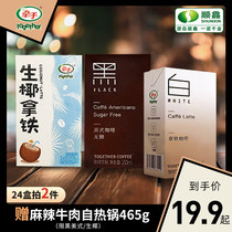 Hand-in-hand drinking coffee with iron American raw coconut with iron raw cows milk cold-cream Moka drinks boxed drink 250ml
