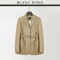 BLANCWING autumn and winter god single imported sheepskin high fixed solid color lace-up leather suit leather coat