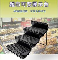 Trapezoidal vegetable shop can put the display rack shelf display stand cold air cabinet pad fresh Black