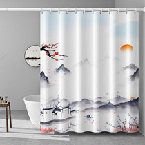 Chinese bathroom waterproof bathroom cloth toilet curtain hanging curtain bath curtain partition curtain shower set no hole