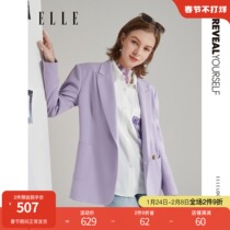 ELLE retro purple suit jacket women's 2022 spring new temperament popular professional suit short small suit