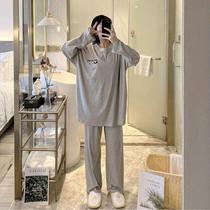 Pajamas female spring and autumn students Korean long sleeve cute loose size two-piece set autumn and winter home clothes can be worn outside