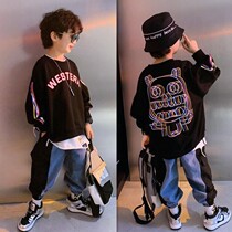  Childrens clothing autumn boys T-shirt long-sleeved childrens Western style top Korean version of the new spring childrens loose bottoming shirt