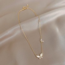 Caring Koko~summer all-in-one 2021 new fashion diamond-encrusted cat opal double butterfly necklace for women