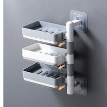 Soap box-free bathroom wall-mounted soap box double toilet single-layer drain three-layer rotating shelf