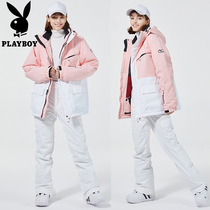 Flower Playboy Submachine Clothes Woman Custom Print Logo Outdoor Windproof Wear Wear Tooling Single Double Board Ski Suit Men