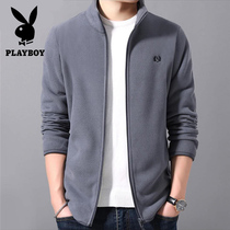 Playboy fleece jacket mens fleece jacket top outdoor stormtrooper jacket liner autumn and winter thickened plus velvet cardigan