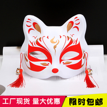 Fox Mask Half Face Female Antique Japanese and Wind Firefly Forest Cat Headgear Cute Fox Men's Face Cover Hand-painted