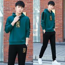 Hongxing Erke 2021 autumn and winter New National Tide plus velvet hooded sweater men with handsome casual sportswear