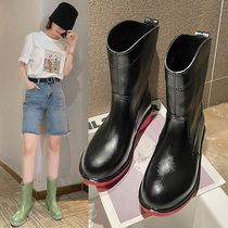 Rain Shoes Women Fashion Money Outside Wearing Non-slip Waterproof Middle Cylinder Spring Autumn Lady Rain Boots Womens Shoes Rubber Shoes Cover Shoes Water Shoes