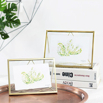 Spot geometric picture frame creative photo studio album small photo frame table dry flower rectangular specimen metal photo frame