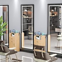 Net red mirror with lamp hair mirror mirror barber mirror hair salon special beauty salon with lamp mirror wall mirror