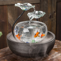 Creative fish tank living room small household porch desktop super white glass ecological landscape cycle mini flow aquarium