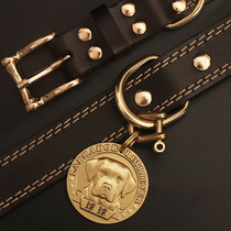 Leather dog collar large dog Labrador collar small dog fighting Teddy dog tag custom lettering anti-lost