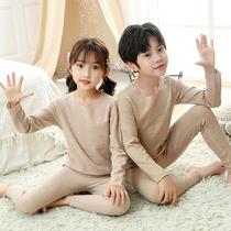 New girls and boys seamless underwear set de Velvet thickened autumn and winter thermostatic pajamas handsome boneless base shirt