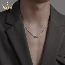 TA Craftsman Silver Mens Necklace Mens Trendy Snake Bone Chain Trendy Brand Versatile High Street Hip Hop Boys Hanging Pendant Accessories for Boyfriend