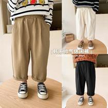 Boy casual pants loose cotton 2021 Spring and Autumn New Korean tide children Foreign style trousers baby straight pants