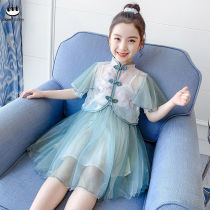 Girls dress summer dress 2021 new children hanfu Chinese style Western style chiffon summer girl princess skirt