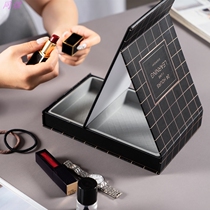 Nordic ins HD makeup mirror storage box desktop folding dormitory Princess desktop dressing student portable mirror