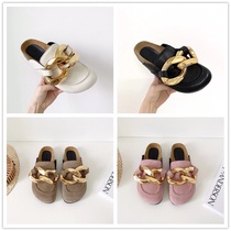 jwanderson ashikos the same metal chain detachable two wear Baotou flat flat-footed slippers woman slippers