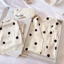 Polka dots ~ exquisite good goods LIEVSI TOM Fashion Ice Silk pajamas womens autumn and winter hollow lace