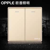 Switch socket two open double - control double - open double - control panel 2 open two wall switch gold G