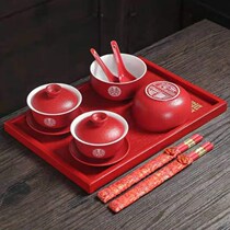Wedding tea cup tea set set changed mouth tea pair festive red bowl to bowl dowry Tea Bowl Cup
