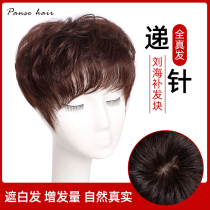 Wig female short curly hair cover white hair no trace increase hair volume one piece of top head replacement film Mother real hair female light thin
