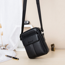 Anonise mens single shoulder bag genuine leather skew satchel small male Baotou layer Bull Leather Trumpet Vertical business Little Backpack