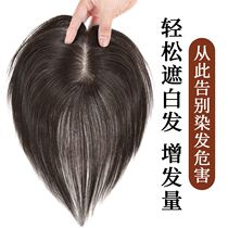 The top of the head hair is sparse the hair is thin the hair is covered the top of the head the white hair wig the real hair can be tied