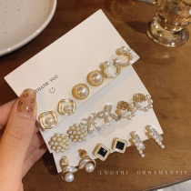 Earrings womens simple and small earrings 2023 new trendy Korean temperament net red high-end sense pearl earrings silver needles