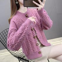 Knitted Cardigan Jacket Women Korean Loose Top Round Neck Long Sleeve Outer Sweater Women Joker Trend Autumn and Winter Cardigan