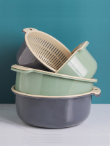 Double-layer plastic raspberry Amoy rice artifact vegetable blue Amoy vegetable basin Household kitchen washing fruit plate washing basin drain basket