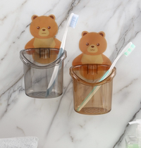 Bear toothbrush holder electric toothbrush hanger dental Cup wall hanging non-perforated dental storage box insert barrel toilet