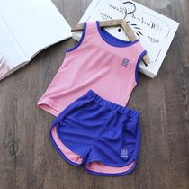 Childrens summer sports suit Boys and girls quick-drying breathable sports vest suit Childrens mesh two-piece set