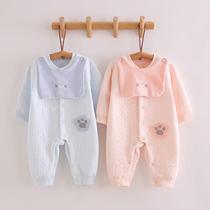 Baby warm one-piece clothes thin cotton baby climbing clothes Spring and Autumn Winter boneless clothes super cute 3-12 months autumn and winter wear