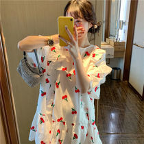 2021 Spring Summer new sweet hipster embroidery ruffle doll dress waist slim Medium-length dress